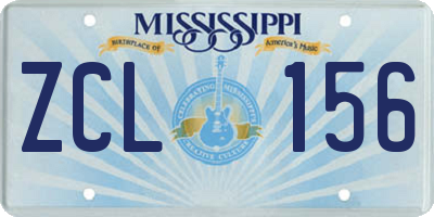 MS license plate ZCL156
