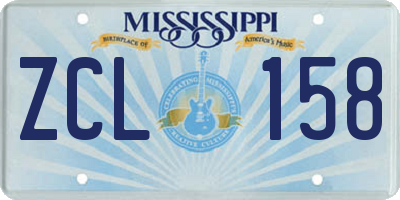 MS license plate ZCL158