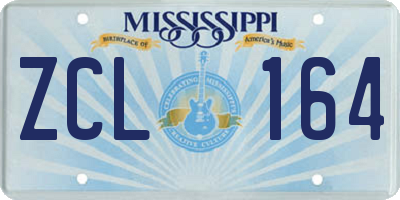 MS license plate ZCL164