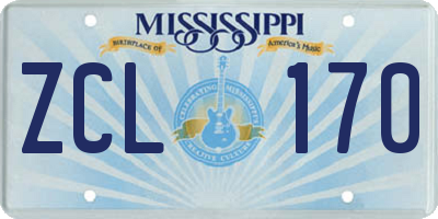 MS license plate ZCL170