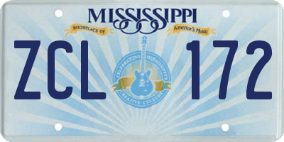 MS license plate ZCL172