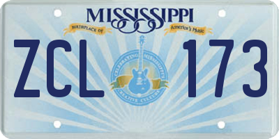 MS license plate ZCL173