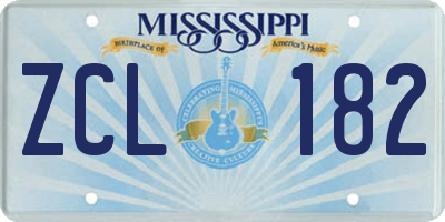 MS license plate ZCL182