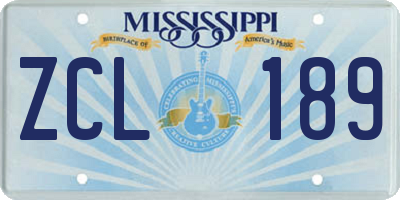 MS license plate ZCL189