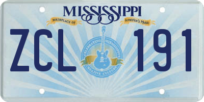 MS license plate ZCL191