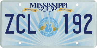 MS license plate ZCL192