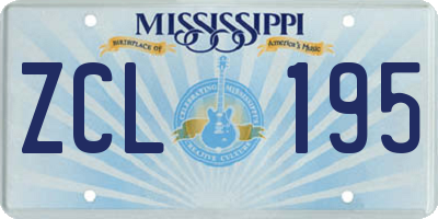 MS license plate ZCL195