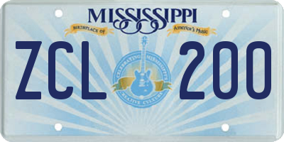 MS license plate ZCL200