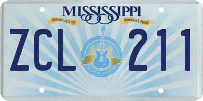 MS license plate ZCL211