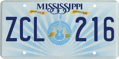 MS license plate ZCL216