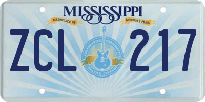 MS license plate ZCL217