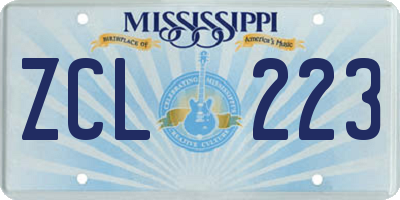 MS license plate ZCL223