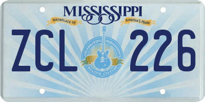 MS license plate ZCL226