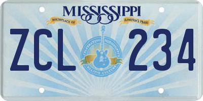 MS license plate ZCL234