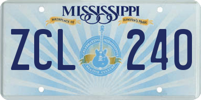 MS license plate ZCL240