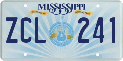 MS license plate ZCL241