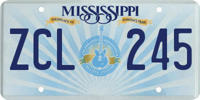 MS license plate ZCL245