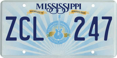 MS license plate ZCL247