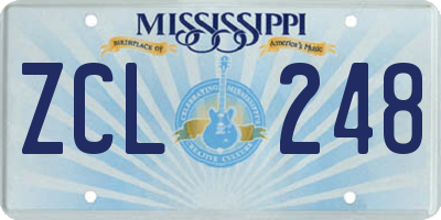 MS license plate ZCL248