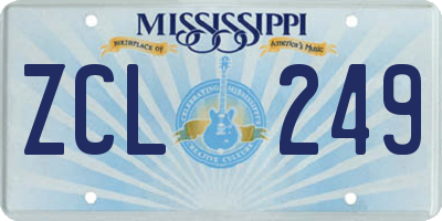 MS license plate ZCL249