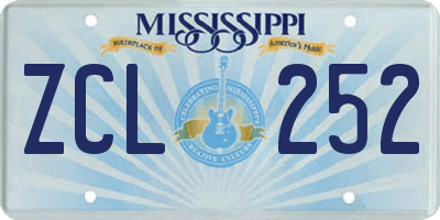 MS license plate ZCL252