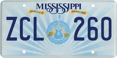 MS license plate ZCL260