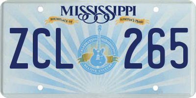 MS license plate ZCL265