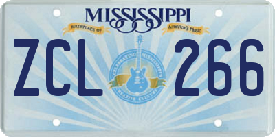 MS license plate ZCL266