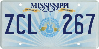 MS license plate ZCL267