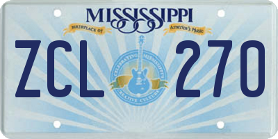 MS license plate ZCL270