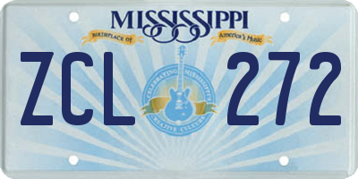 MS license plate ZCL272
