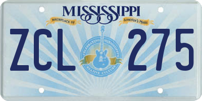 MS license plate ZCL275
