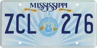 MS license plate ZCL276