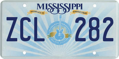 MS license plate ZCL282