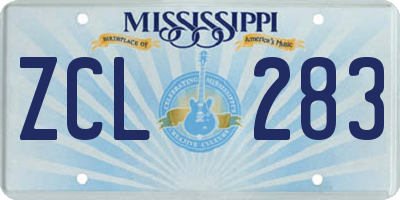 MS license plate ZCL283