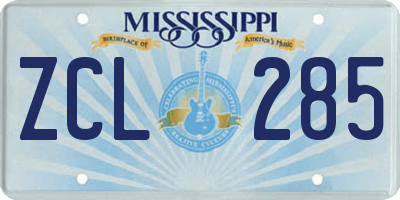 MS license plate ZCL285