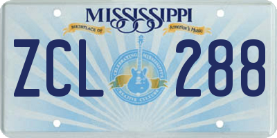 MS license plate ZCL288