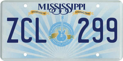 MS license plate ZCL299