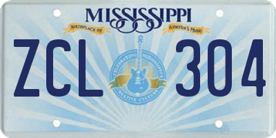 MS license plate ZCL304