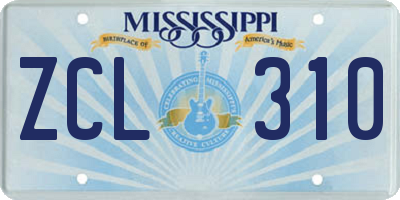 MS license plate ZCL310