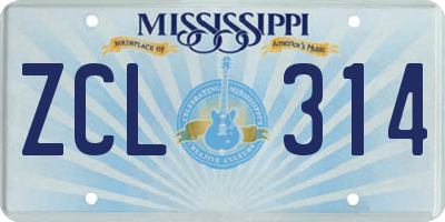 MS license plate ZCL314