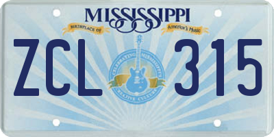 MS license plate ZCL315