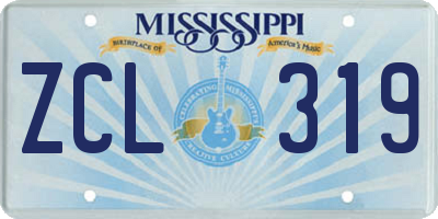 MS license plate ZCL319