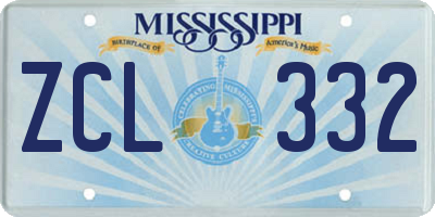 MS license plate ZCL332