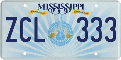 MS license plate ZCL333