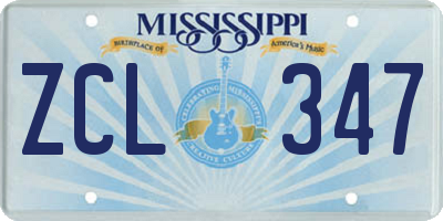 MS license plate ZCL347