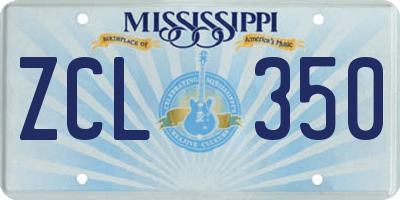 MS license plate ZCL350