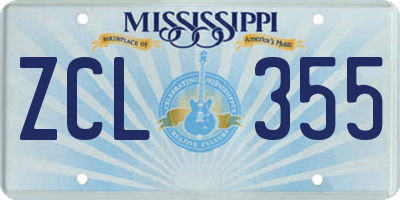MS license plate ZCL355