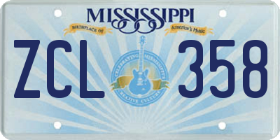 MS license plate ZCL358