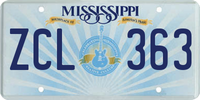 MS license plate ZCL363